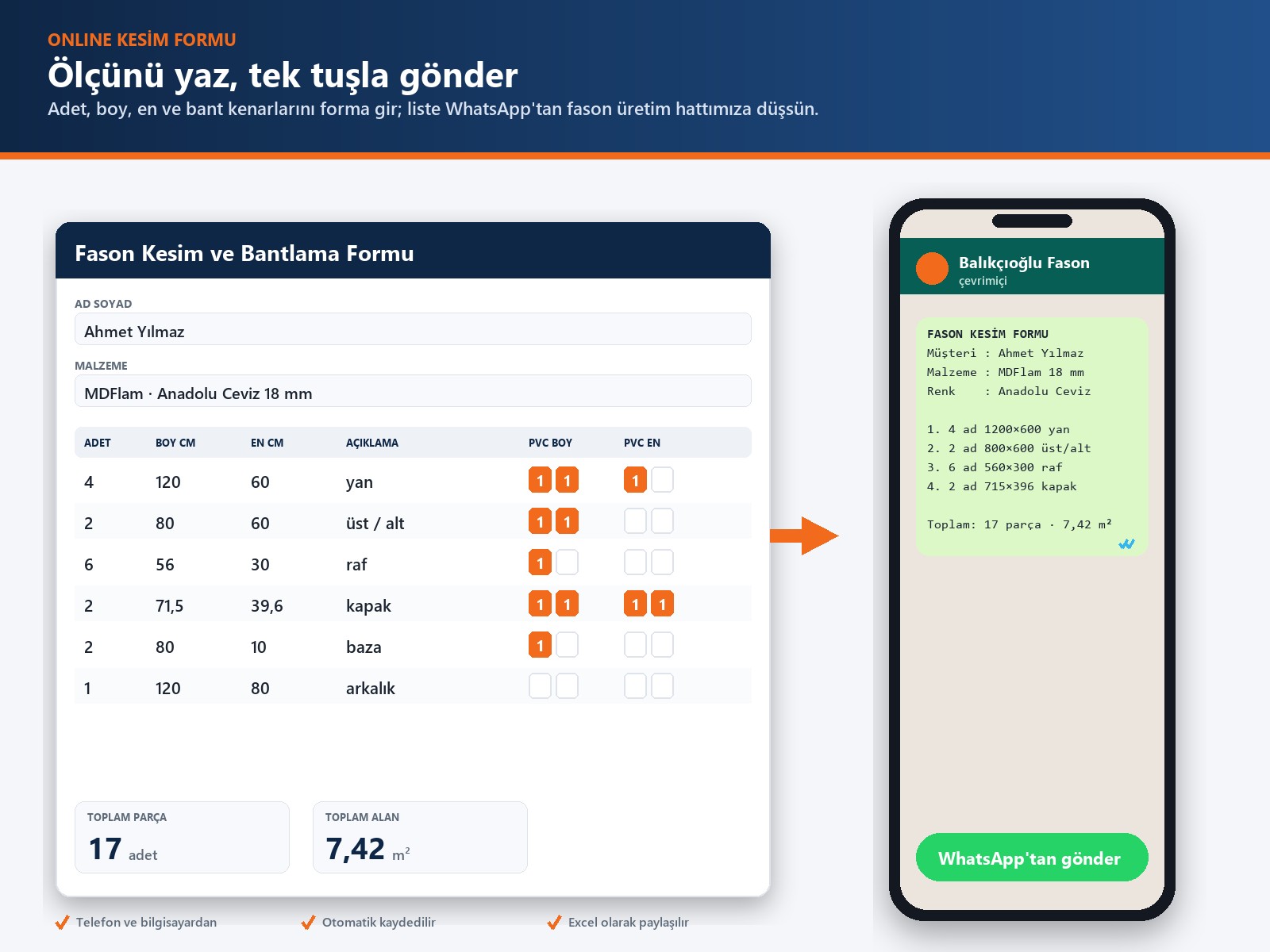 Kesim ve Bantlama Formu